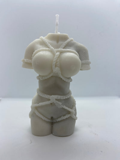 Vegan candle in the form of a woman tied up bondage style