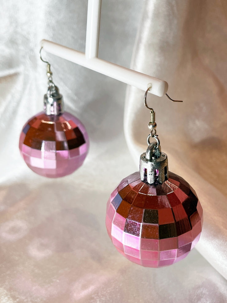 XXL Disco Ball Earrings - Pink