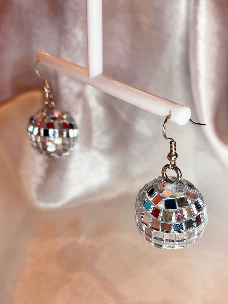 Disco Ball Earrings - Silver