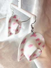 Cowboy Hat Earrings- Pink Cow Print