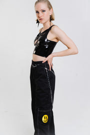 "Danielle" vinyl top with crossed straps and an alternative style